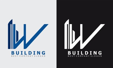 letter W building vector logo