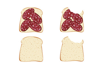 Realistic bit sandwich and bread vector illustration.