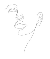 Linear woman face. Beautiful portrait for design, prints, posters, cards, tattoos, textile and etc