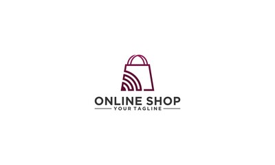 online shop logo with shopping bag and chain symbol