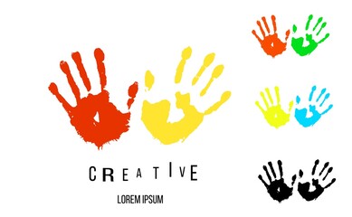 Set of Colorful Creative Hand Imprints Logo