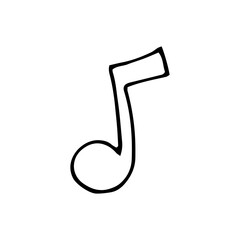 Note. Music. Vector. Doodle. Hand-drawn illustration. Silhouette. Black and white outline. Coloring.