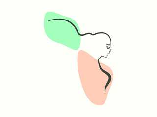 Portrait Vector Line Art, Template For T-Shirt And Other Design.