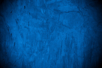 Old wall pattern texture cement blue dark abstract  blue color design are light with black gradient background.