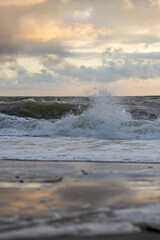 sunset on the beach at the danish north sea