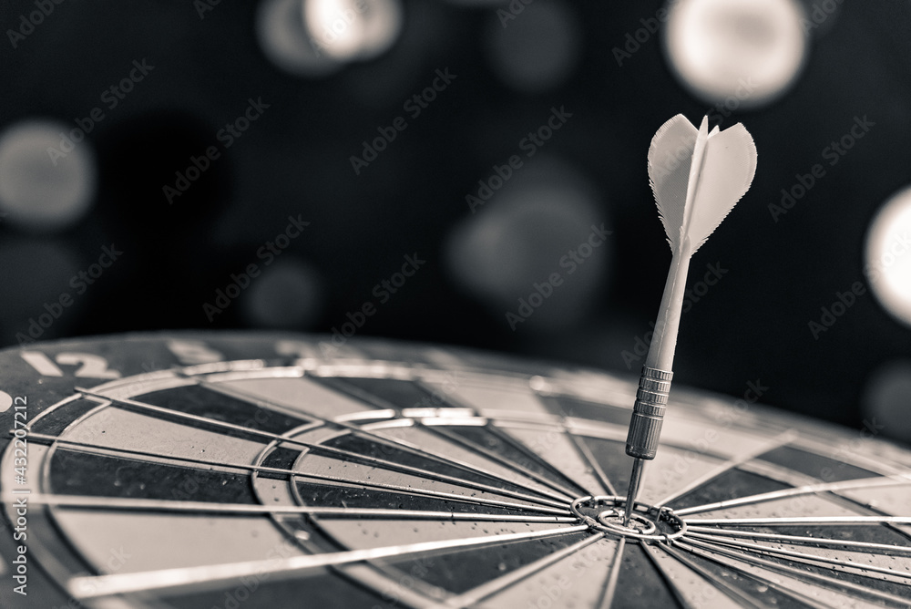 Poster bullseye is a target of business. dart is an opportunity and dartboard is the target and goal. so bo