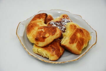 Croissants, branzoici,romanian  bakery products. romanian homemade donuts 