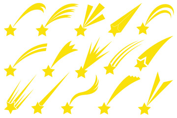 Collection of different shooting stars isolated on white © DeCe
