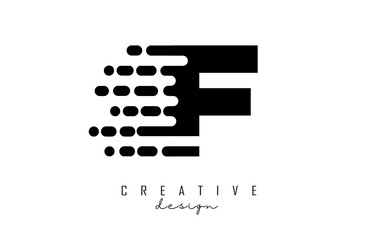Geometric and dynamic letter F logo design with movement effect.