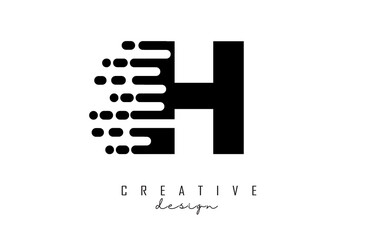 Geometric and dynamic letter H logo design with movement effect.