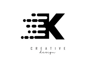 Geometric and dynamic letter K logo design with movement effect.