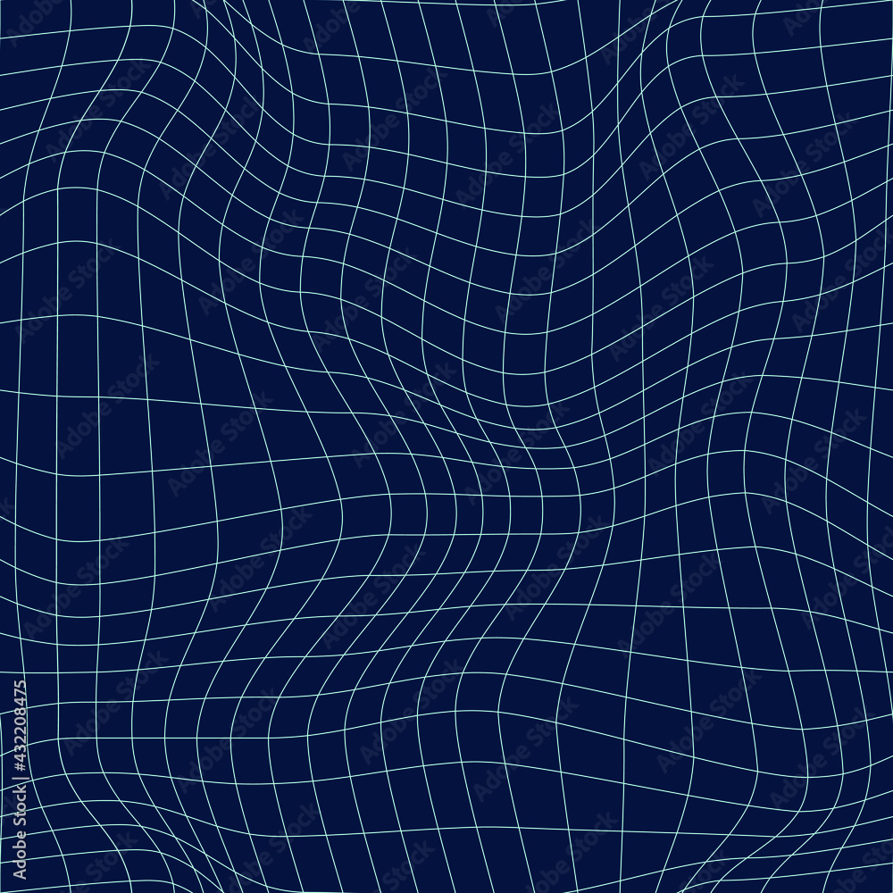Wall mural system distorted grid pattern. seamless vector