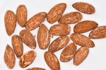Dried almons in porcelain bowl