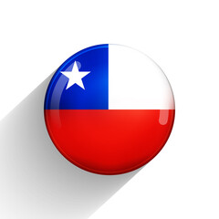 Glass light ball with flag of Chile. Round sphere, template icon. Chilean national symbol. Glossy realistic ball, 3D abstract vector illustration highlighted on a white background. Big bubble