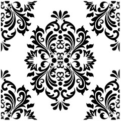 Abstract seamless pattern with damask for frame print design. Oriental vector damask pattern.