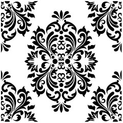 Abstract seamless pattern with damask for frame print design. Oriental vector damask pattern.