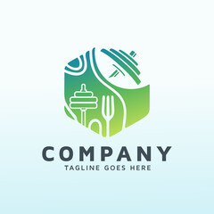 Thru Restaurant logo design with fitness icon