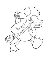 Duck walking to coloring