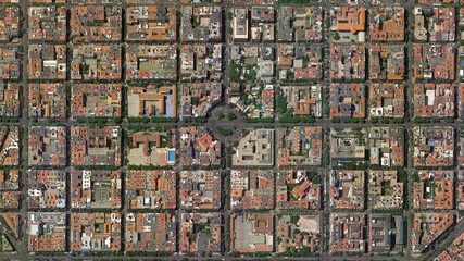 City of Madrid looking down aerial view from above – Bird’s eye view Madrid, Spain