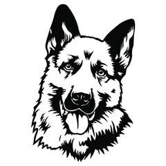 German Shepherd Dog Puppy Portrait Instant Download includes Cricut, Cameo German Shepherd Silhouette  - obrazy, fototapety, plakaty