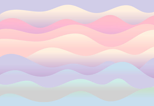 Vector abstract horizontal background. Gradient waves of different sizes. Curved lines or stripes of papier mache in delicate shades, smooth curves. © Ekaterina