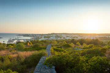 Obraz premium View of summer destination Santa Maria di Leuca in Puglia Italy at sunset