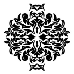 Black damask element in classic style on white background. Royal template. Silhouette vector. Vector pattern. Royal damask element for print design.