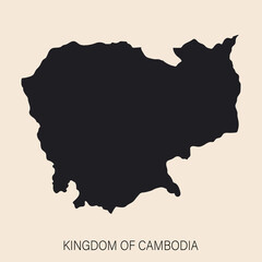 Highly detailed Cambodia map with borders isolated on background