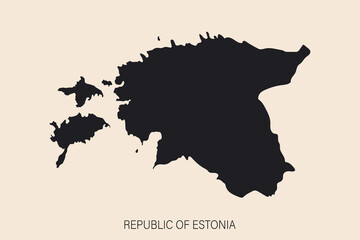 Highly detailed Estonia map with borders isolated on background