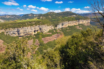 View of the Tavertet cliffs from the north. Collsacabra, Osona, Catalonia, Spain