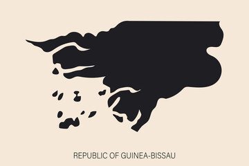 Highly detailed Guinea-Bissau map with borders isolated on background