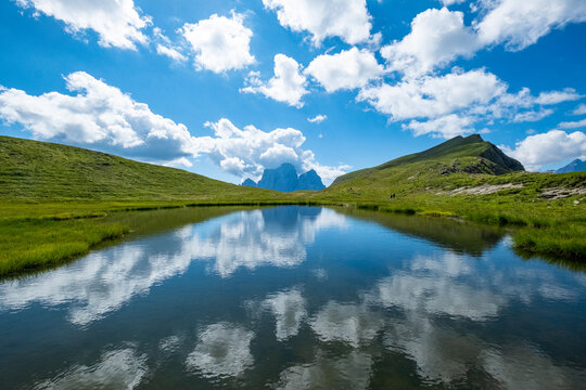 Lago delle Baste reflecting all the clouds