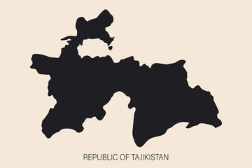 Highly detailed Tajikistan map with borders isolated on background