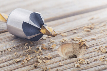 Countersink drill bit make sink in hole for screw in old wooden plank