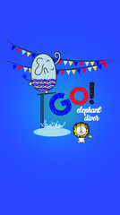 elephant diver character with blue background 