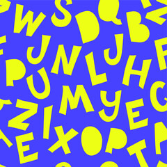 A beautiful pattern is a comical set of letters of the alphabet, drawn by hand.