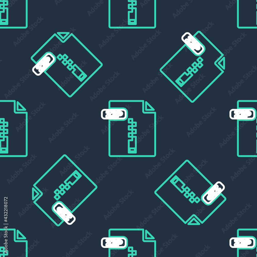 Poster line zip file document. download zip button icon isolated seamless pattern on black background. zip 