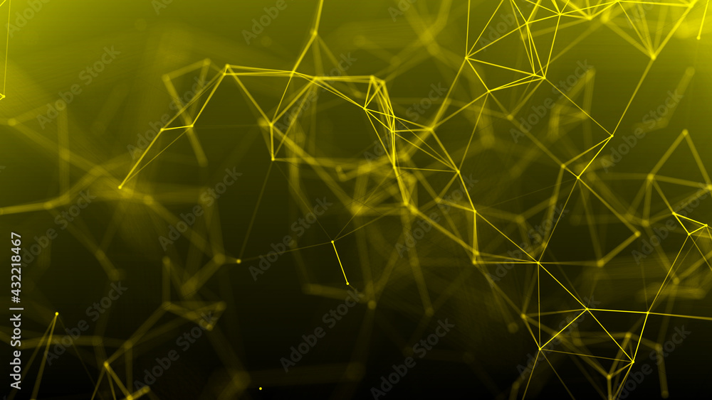 Poster Network connection system.Background with connection dots and lines. Big data vizualization. 3d rendering. 