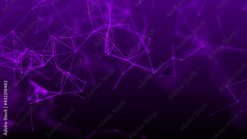 Poster Network connection system.Background with connection dots and lines. Big data vizualization. 3d rendering. 