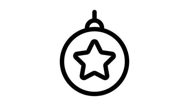 line Christmas ball icon animation Motion graphics 4k video motion illustration sign Outline doodle style alpha channel