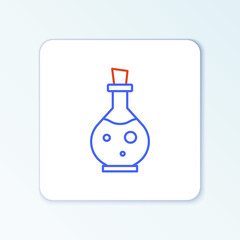 Line Glass bottle with magic elixir icon isolated on white background. Computer game asset. Colorful outline concept. Vector