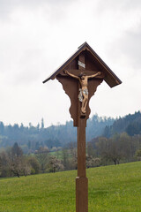 crucifix in countryside