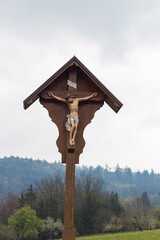 crucifix in countryside
