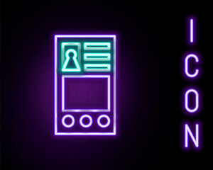 Glowing neon line Create account screen icon isolated on black background. Colorful outline concept. Vector