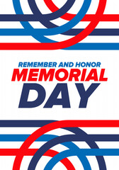 Obraz premium Memorial Day in United States. Remember and Honor. Federal holiday for remember and honor persons who have died while serving in the United States Armed Forces. Celebrated in May. Vector poster