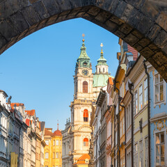 Fototapeta na wymiar St Nicholas Bell Tower in Prague