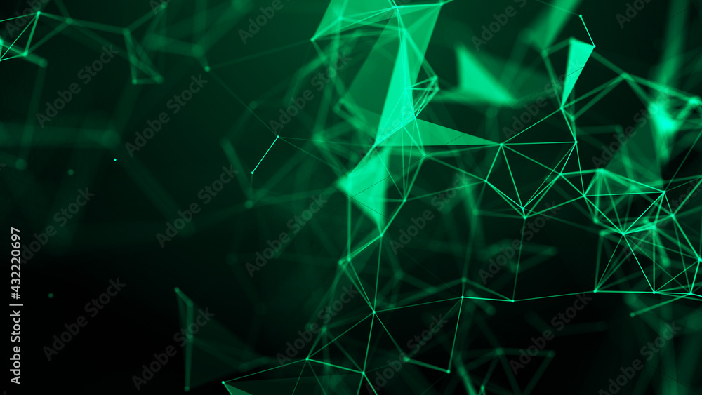 Poster Network connection system.Background with connection dots and lines. Big data vizualization. 3d rendering. 
