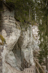 Sandstone cliffs of Sietiniezis on the shore of the river Gauja
