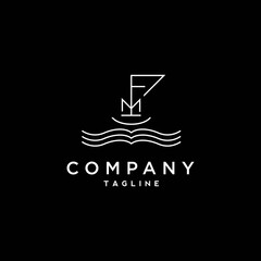 The initials FM logo design forms a modern and elegant boat