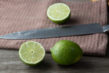 lemons cut by a knife

